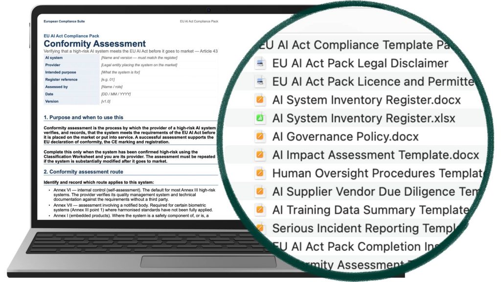European AI Act templates - EU AI Act compliance documents
