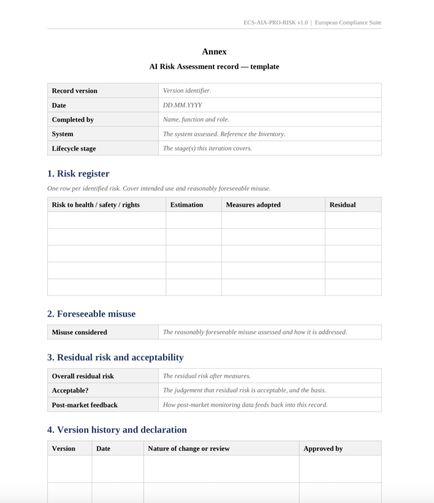 EU AI Act templates - AI Act template pack