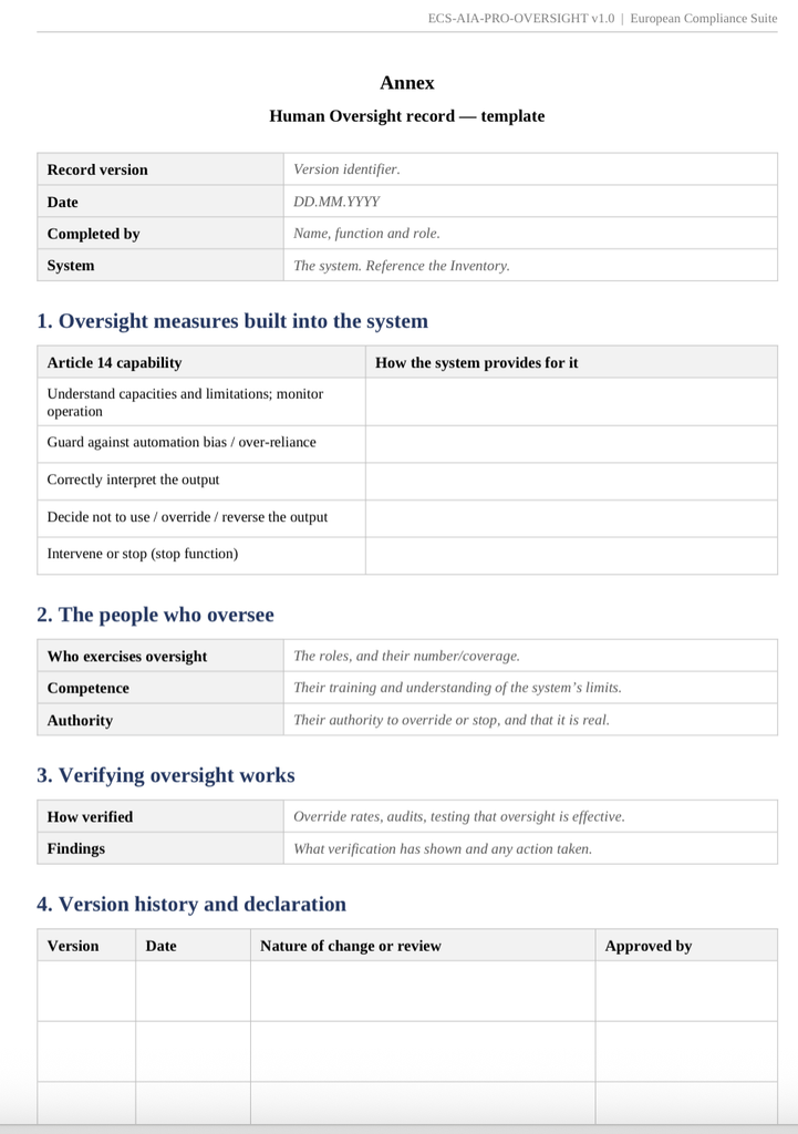 EU AI Act templates - AI Act template pack
